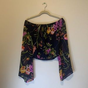 ASTR Tropical Bell Sleeve Top